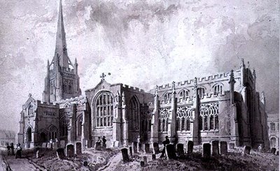 San Giovanni Battista, Thaxted, Essex, vista da sud-ovest da William Henry Bartlett